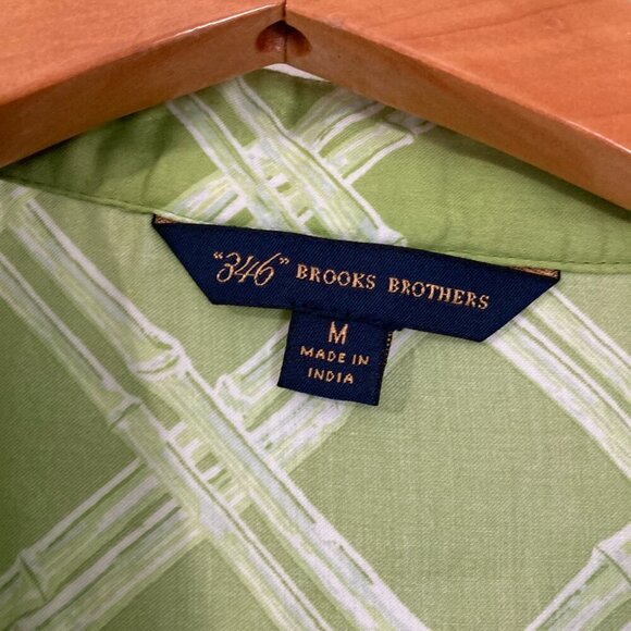 Brooks Brothers 346 Women’s Top Tunic Size Medium Cotton Green 3/4 Sleeve Beaded - Picture 5 of 9